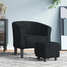 Moderne fluwelen kuipstoel met voetenbank voor iedere kamer - Zwart / 1 / Met voetenbank - Fauteuils & Relaxfauteuils