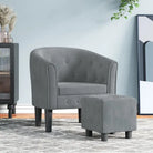 Moderne fluwelen kuipstoel voor elegantie en comfort - Donkergrijs / 1 / Met voetenbank - Fauteuils & Relaxfauteuils