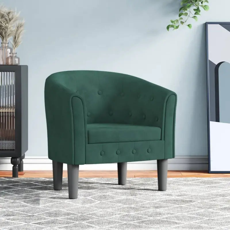 Moderne fluwelen kuipstoel voor elegantie en comfort - Donkergroen / 1 / Zonder voetenbank - Fauteuils & Relaxfauteuils