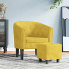 Moderne fluwelen kuipstoel voor elegantie en comfort - Geel / 1 / Met voetenbank - Fauteuils & Relaxfauteuils