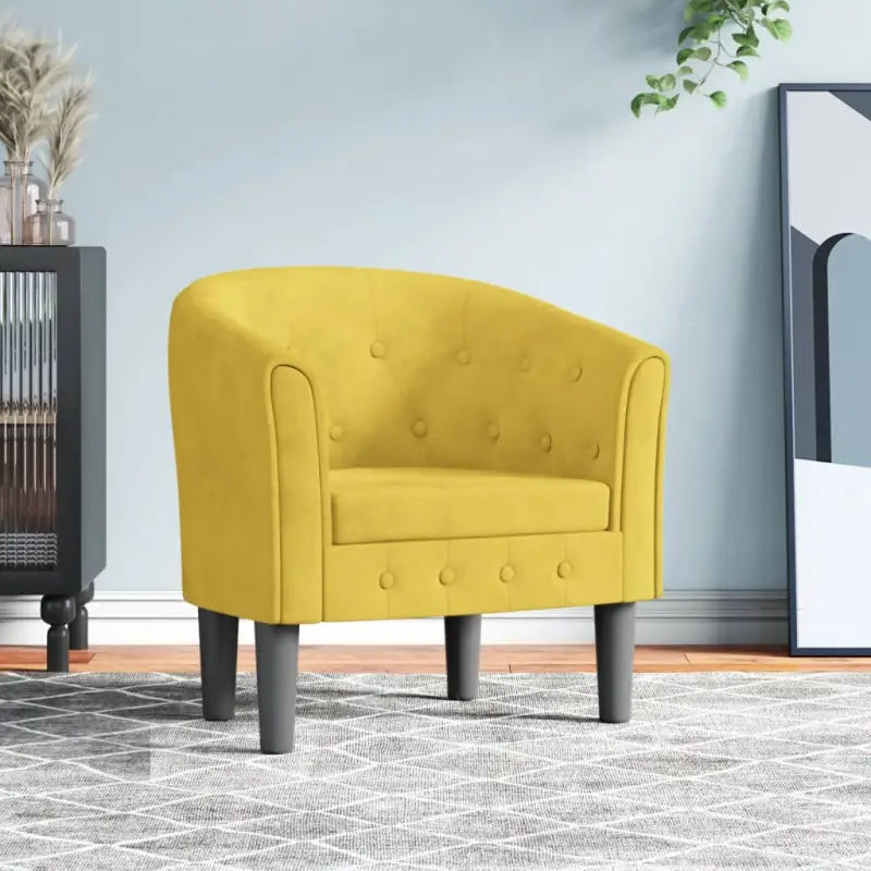 Moderne fluwelen kuipstoel voor elegantie en comfort - Geel / 1 / Zonder voetenbank - Fauteuils & Relaxfauteuils
