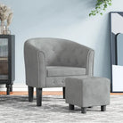 Moderne fluwelen kuipstoel voor elegantie en comfort - Lichtgrijs / 1 / Met voetenbank - Fauteuils & Relaxfauteuils