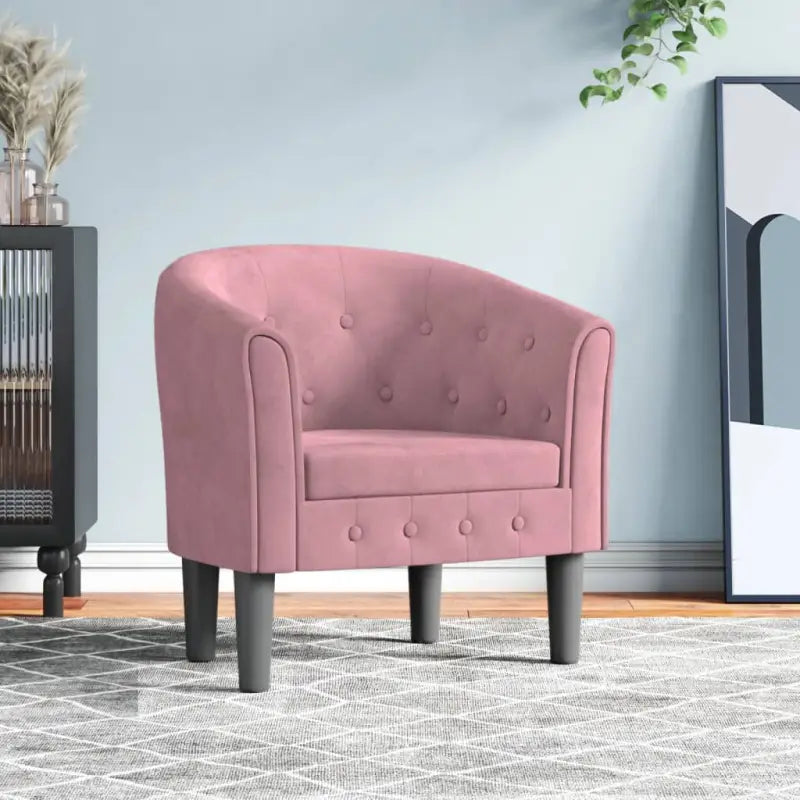 Moderne fluwelen kuipstoel voor elegantie en comfort - Roze / 1 / Zonder voetenbank - Fauteuils & Relaxfauteuils