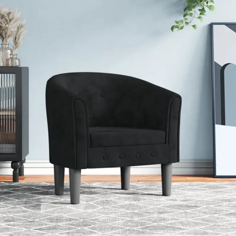 Moderne fluwelen kuipstoel voor elegantie en comfort - Zwart / 1 / Zonder voetenbank - Fauteuils & Relaxfauteuils