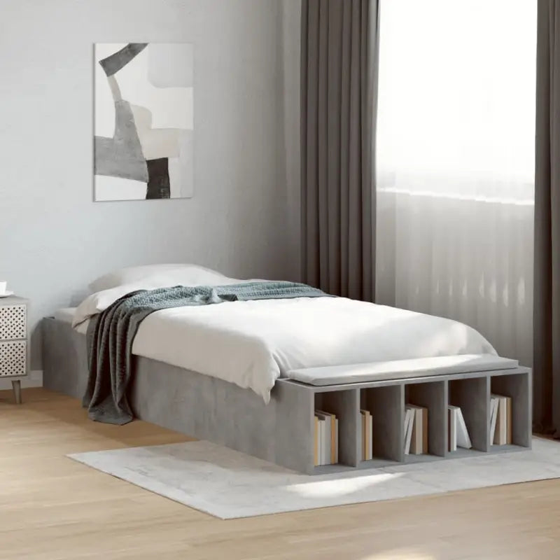 Moderne Grijs Sonoma Bedframe van Bewerkt Hout voor de Slaapkamer - Betongrijs / 75 x 190 cm - Bedden & bedframes