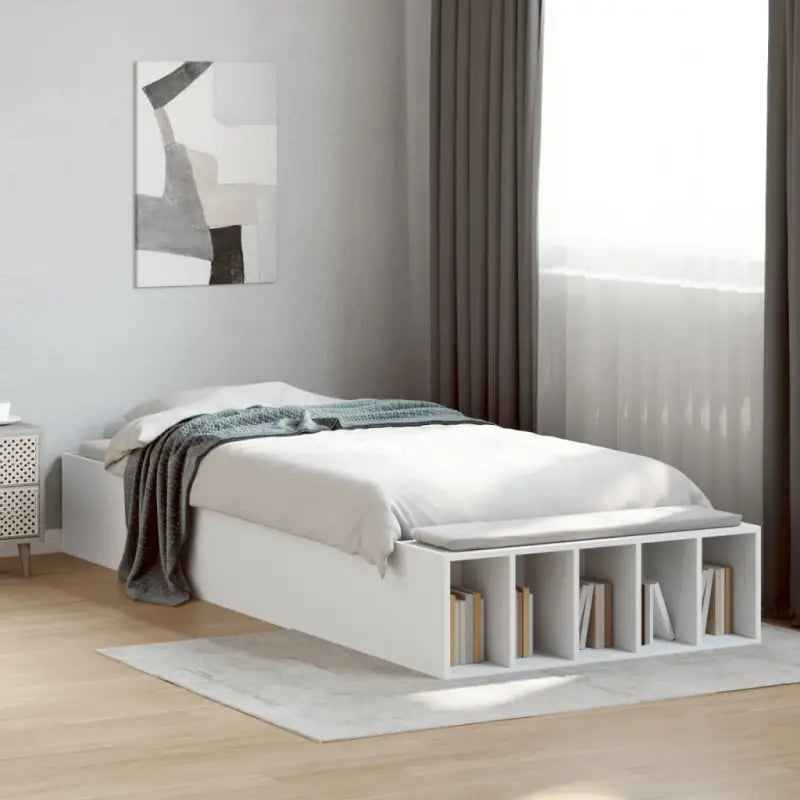 Moderne Grijs Sonoma Bedframe van Bewerkt Hout voor de Slaapkamer - Wit / 75 x 190 cm - Bedden & bedframes