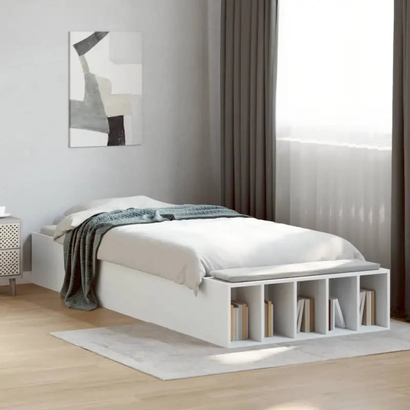 Moderne Grijs Sonoma Bedframe van Bewerkt Hout voor de Slaapkamer - Wit / 90 x 190 cm - Bedden & bedframes