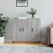 Moderne grijs Sonoma dressoir met metalen poten en bewerkt hout - Grijs sonoma / 1 - Dressoirs & buffetkasten