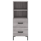 Moderne grijs sonoma dressoir met metalen poten en bewerkt hout - Dressoirs & buffetkasten