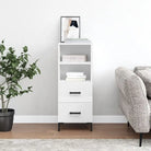 Moderne grijs sonoma dressoir met metalen poten en bewerkt hout - Hoogglans wit / 1 - Dressoirs & buffetkasten