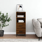 Moderne grijs sonoma dressoir met metalen poten en bewerkt hout - Bruineiken / 1 - Dressoirs & buffetkasten