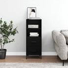 Moderne grijs sonoma dressoir met metalen poten en bewerkt hout - Zwart / 1 - Dressoirs & buffetkasten
