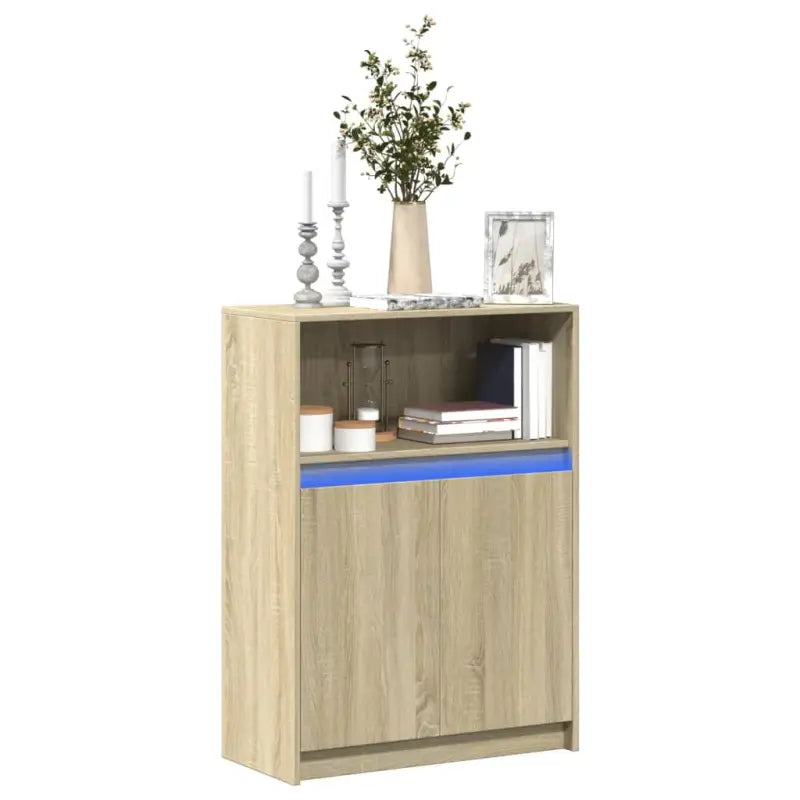 Moderne grijs Sonoma Eiken dressoir met RGB LED-verlichting - Sonoma eiken / 1 / 72 cm - Dressoirs & buffetkasten