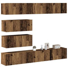 Moderne hangende TV-meubels met veel opbergruimte - Oud hout / 6 / 100 cm - Tv-meubels