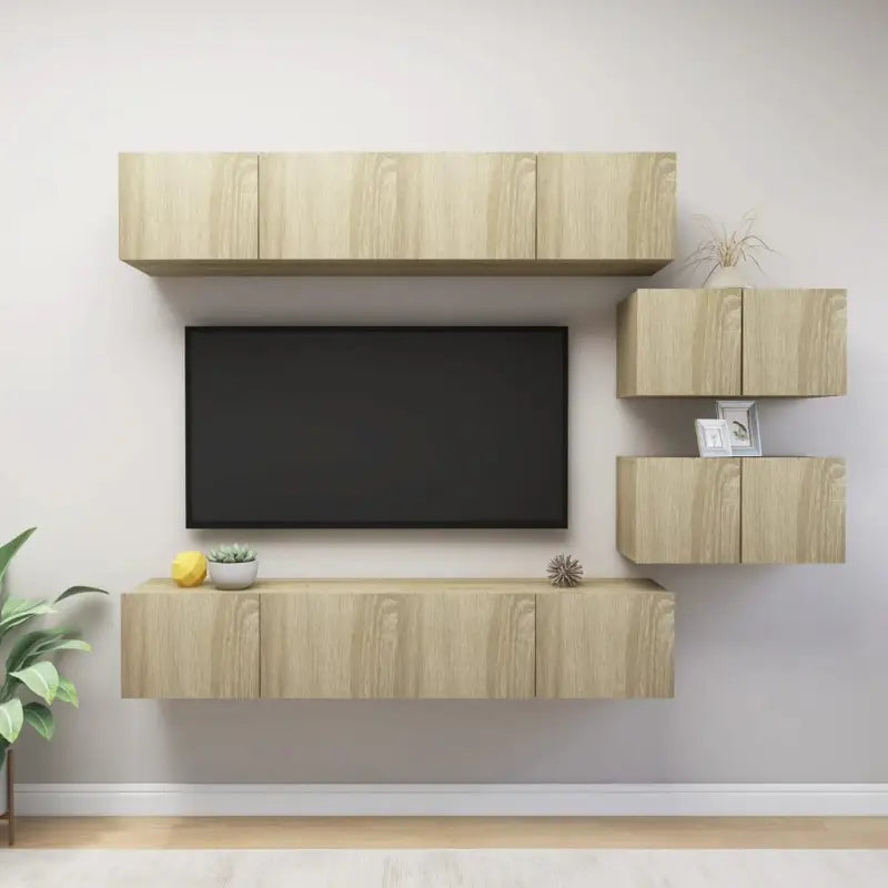 Moderne hangende TV-meubels met veel opbergruimte - Sonoma eiken / 6 / 80 cm - Tv-meubels