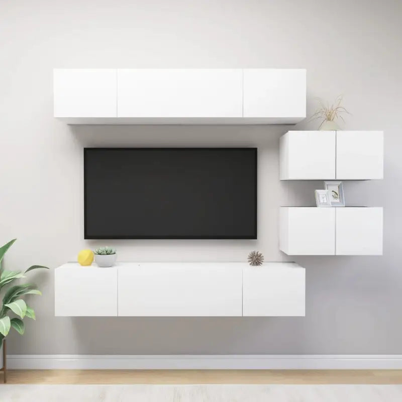 Moderne hangende TV-meubels met veel opbergruimte - Wit / 6 / 80 cm - Tv-meubels