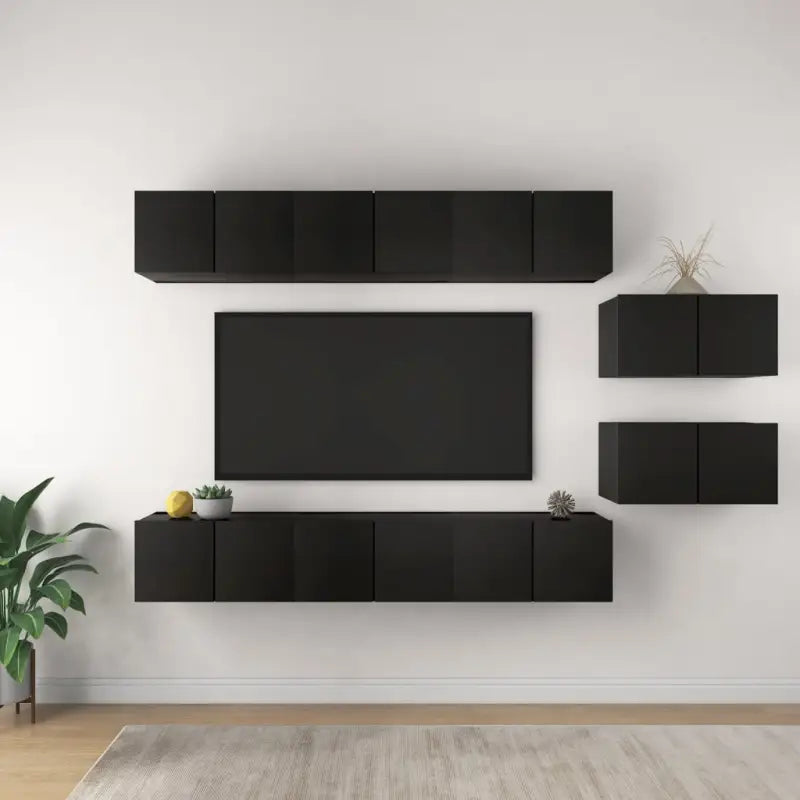 Moderne hangende TV-meubels met veel opbergruimte - Zwart / 8 / 60 cm - Tv-meubels
