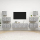 Moderne hangende tv-meubelset van bewerkt hout met opbergruimte - Betongrijs / 8 / 60 cm - Tv-meubels