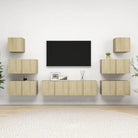 Moderne hangende tv-meubelset van bewerkt hout met opbergruimte - Sonoma eiken / 8 / 60 cm - Tv-meubels