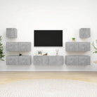 Moderne hangende tv-meubelset van bewerkt hout met opbergruimte - Betongrijs / 7 / 100 cm - Tv-meubels