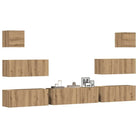 Moderne hangende tv-meubelset van bewerkt hout met opbergruimte - artisanaal eikenkleurig / 7 / 100 cm - Tv-meubels