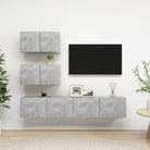 Moderne hangende TV-meubelset van bewerkt hout met veel opbergruimte - Betongrijs / 4 / 60 cm - Tv-meubels