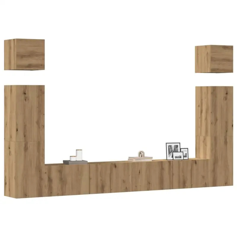 Moderne hangende tv-meubelset van bewerkt hout met veel opbergruimte - artisanaal eikenkleurig / 6 / 100 cm - Tv-meubels