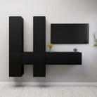 Moderne hangende tv-meubelset van bewerkt hout met veel opbergruimte - Zwart / 7 / 60 cm - Tv-meubels