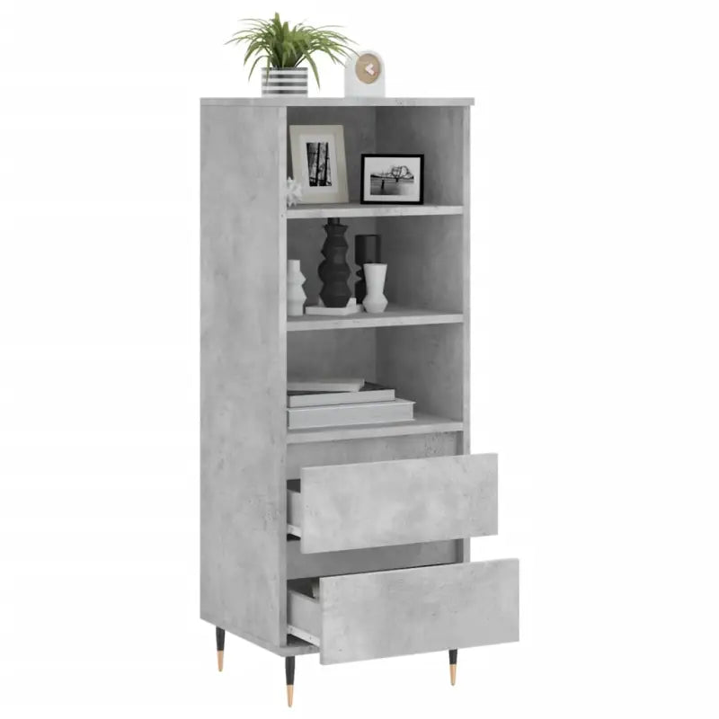 Moderne hoge kast in bewerkt hout met industriële charme - Dressoirs & buffetkasten