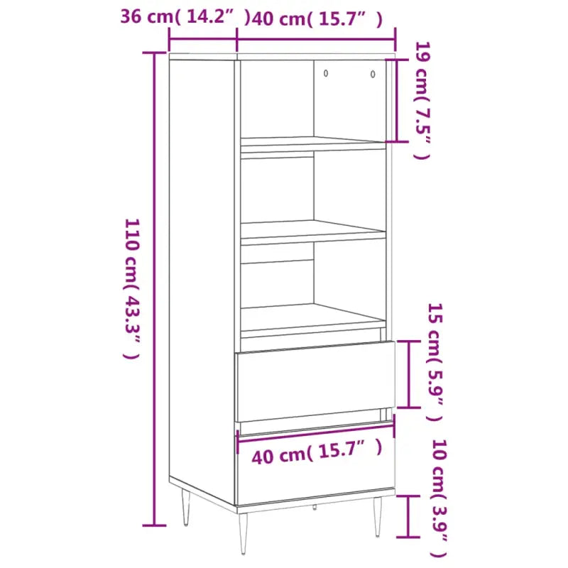 Moderne hoge kast in bewerkt hout met industriële charme - Dressoirs & buffetkasten
