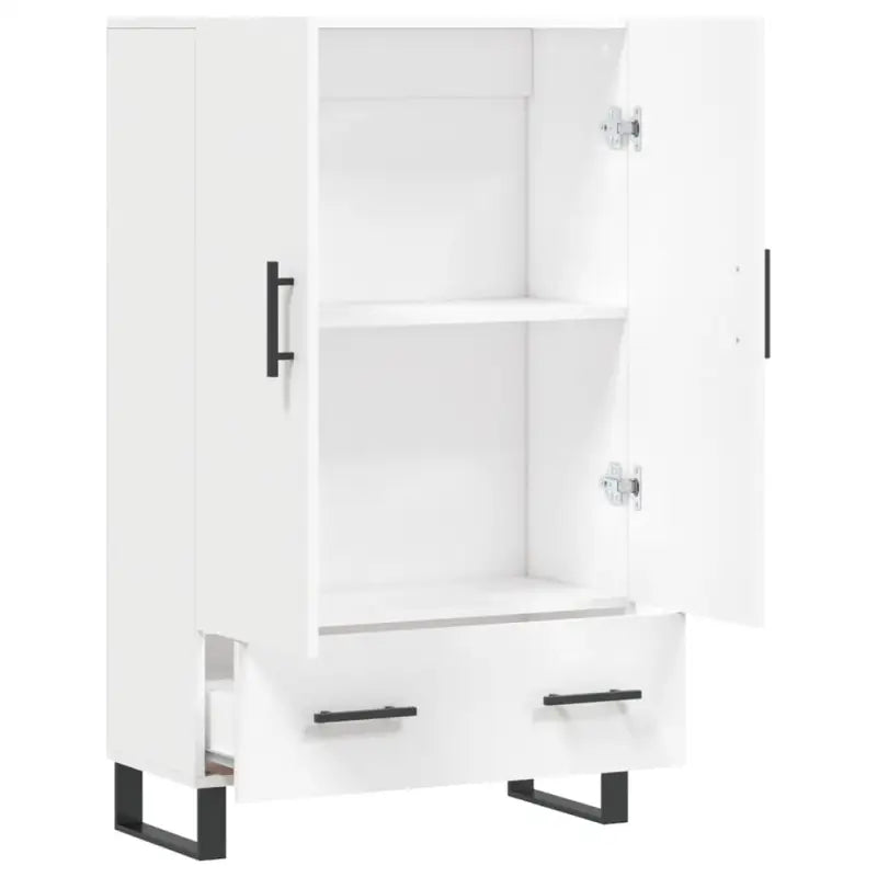 Moderne hoge kast met metalen poten en bewerkt hout - Dressoirs & buffetkasten
