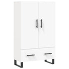 Moderne hoge kast met metalen poten en bewerkt hout - Dressoirs & buffetkasten
