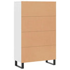 Moderne hoge kast met metalen poten en bewerkt hout - Dressoirs & buffetkasten