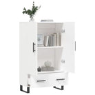 Moderne hoge kast met metalen poten en bewerkt hout - Dressoirs & buffetkasten