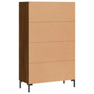 Moderne hoge kast met metalen poten en bewerkt hout - Dressoirs & buffetkasten