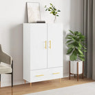 Moderne hoge kast met metalen poten van bewerkt hout - Dressoirs & buffetkasten