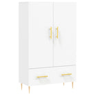 Moderne hoge kast met metalen poten van bewerkt hout - Dressoirs & buffetkasten