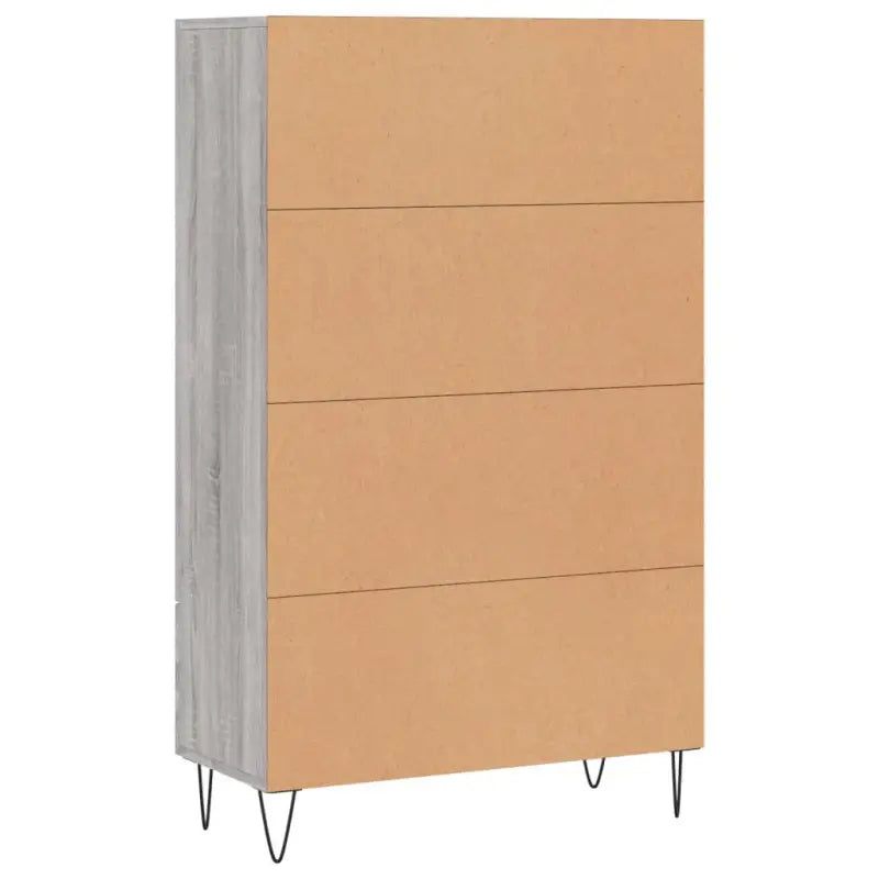 Moderne hoge kast met metalen poten van bewerkt hout - Dressoirs & buffetkasten