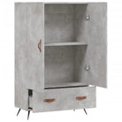 Moderne hoge kast met metalen poten van bewerkt hout - Dressoirs & buffetkasten