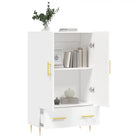 Moderne hoge kast met metalen poten van bewerkt hout - Dressoirs & buffetkasten