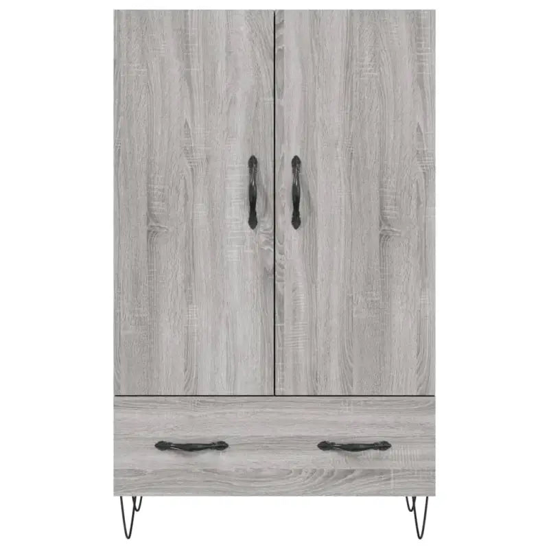 Moderne hoge kast met metalen poten van bewerkt hout - Dressoirs & buffetkasten