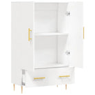 Moderne hoge kast met metalen poten van bewerkt hout - Dressoirs & buffetkasten