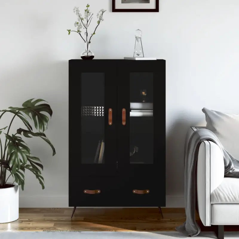 Moderne hoge kast met metalen poten van bewerkt hout - Dressoirs & buffetkasten