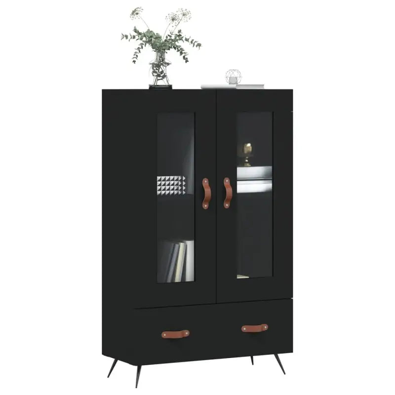 Moderne hoge kast met metalen poten van bewerkt hout - Dressoirs & buffetkasten