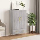 Moderne hoge kast met metalen poten van bewerkt hout - Grijs sonoma / 1 - Dressoirs & buffetkasten