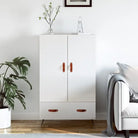 Moderne hoge kast met metalen poten van bewerkt hout - Hoogglans wit / 1 - Dressoirs & buffetkasten