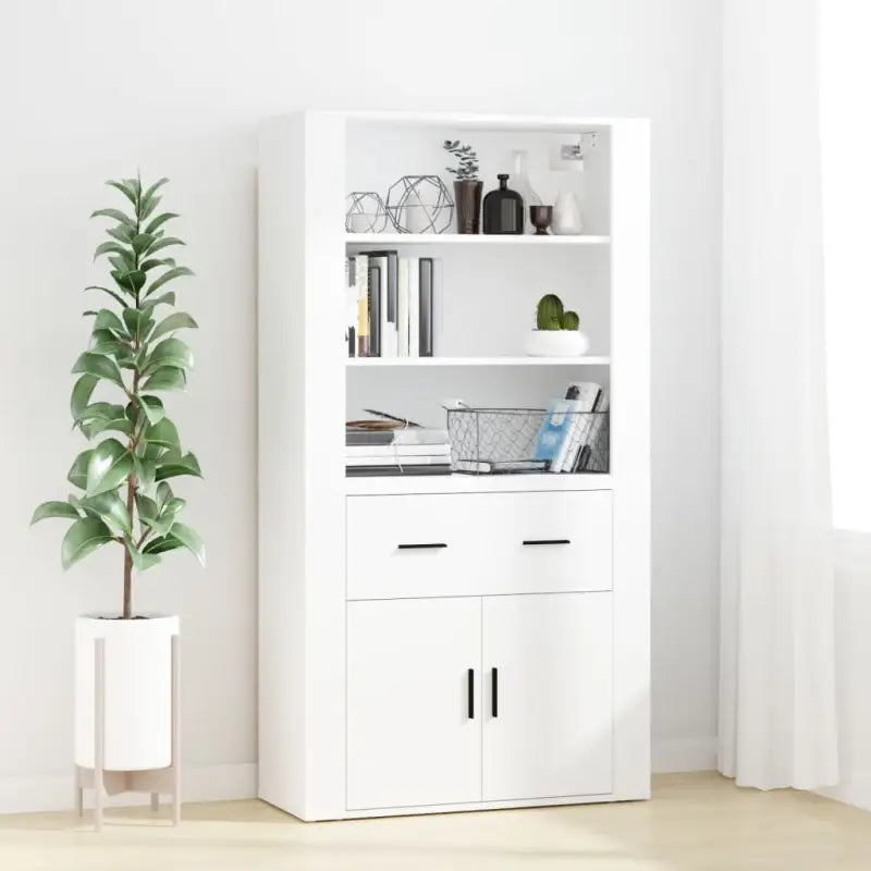 Moderne hoge kast van bewerkt hout voor een stijlvolle uitstraling - Wit / 1 - Dressoirs & buffetkasten