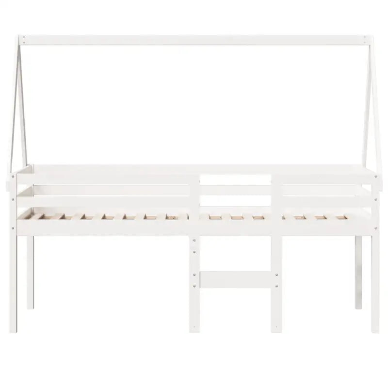 Moderne hoogslaper van massief grenenhout met open zijdeur in wit materiaal - Bedden & bedframes