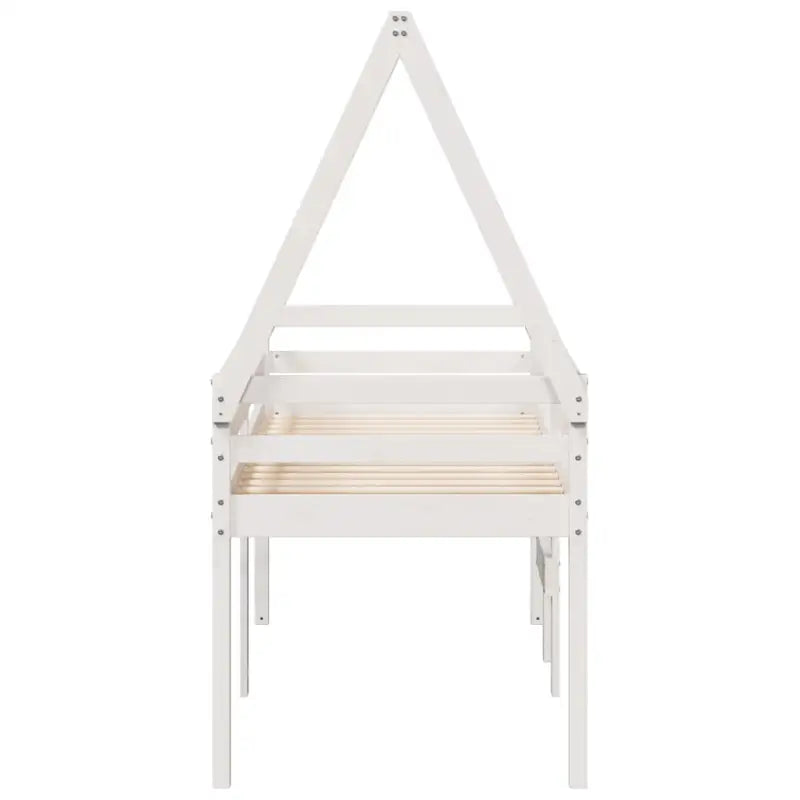 Moderne hoogslaper van massief grenenhout met open zijdeur in wit materiaal - Bedden & bedframes