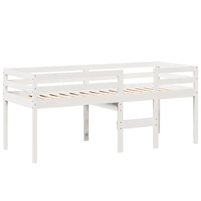 Moderne hoogslaper van massief grenenhout met open zijdeur in wit materiaal - Bedden & bedframes